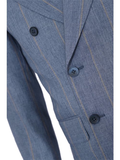 Abito in misto lino e lana a righe Azzurro Cc Corneliani | 27NZ94 2767343 7R002